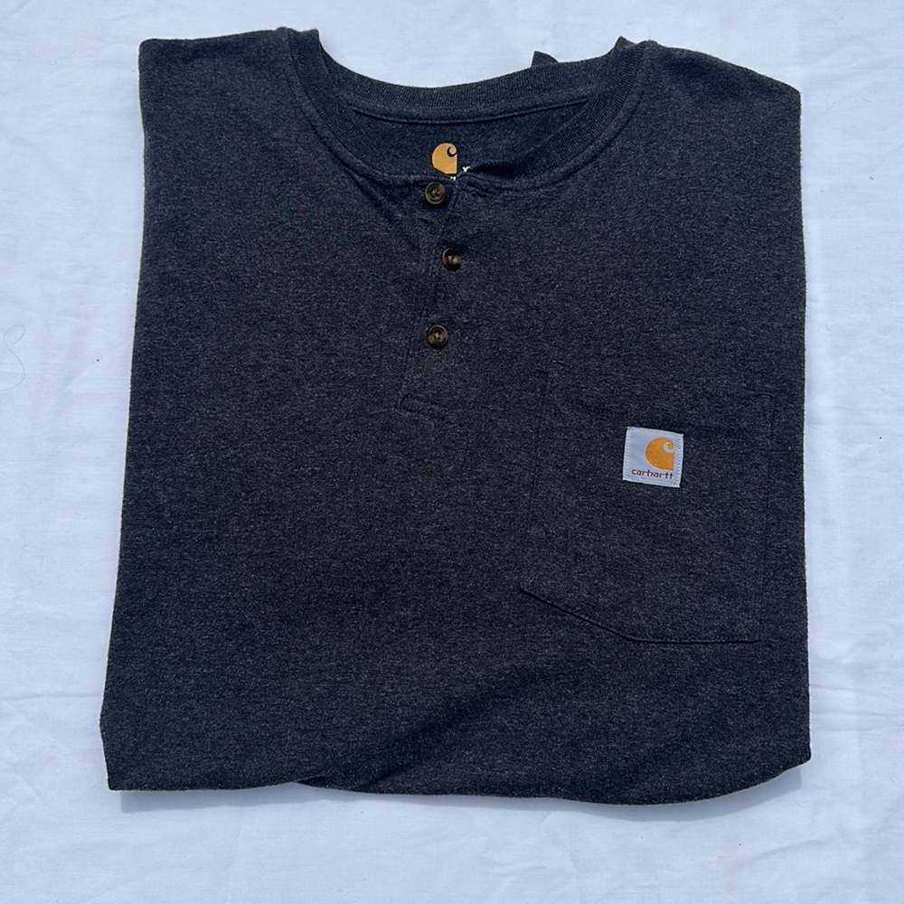 carhartt original fit 3 button pocket t shirt in charcoal grey Size XL Tall